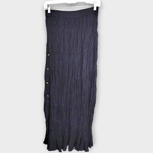 Vtg 90s Womens‎ Maxi Sz Medium Texas Black Skirt Pleats Silver Western Hippie